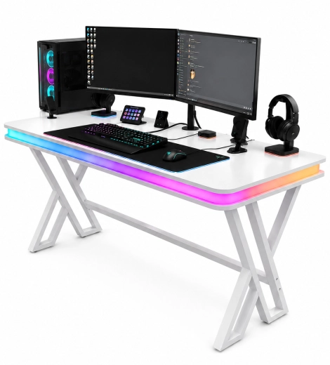 ARGB Işıklı Metal Ayaklı Çalışma Masası Modelleri