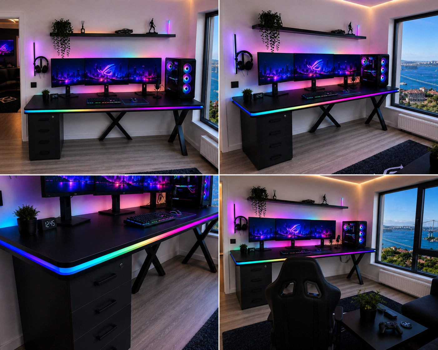 Bluetooth ARGB Işıklı Oyuncu Masası – XMAX Zyra Soldan Çekmeceli MDF Gaming ve Çalışma Masası - TOPLAM KALINLIK 6 cm