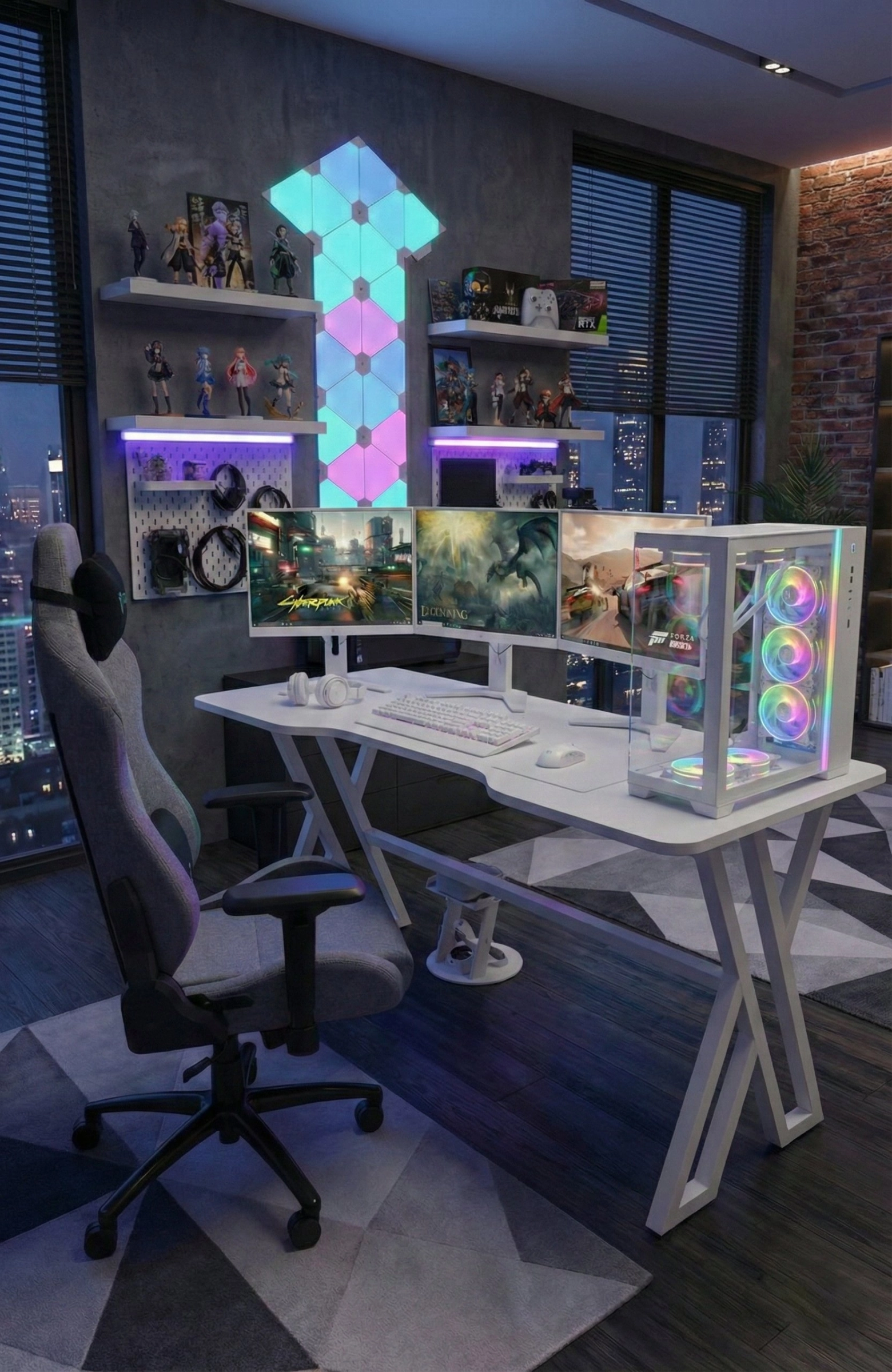 XMAX NEXAR Oyuncu Masası – Beyaz MDF Bilgisayar ve Gaming Masa
