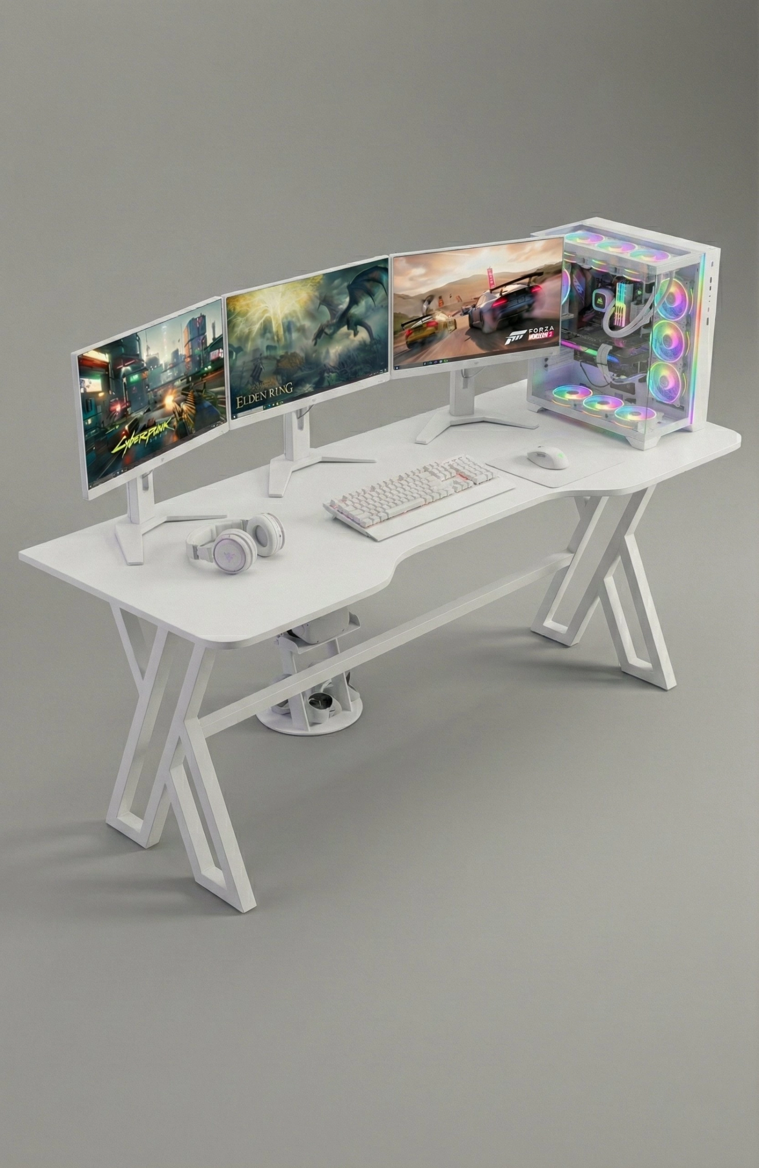 XMAX NEXAR Oyuncu Masası – Beyaz MDF Bilgisayar ve Gaming Masa