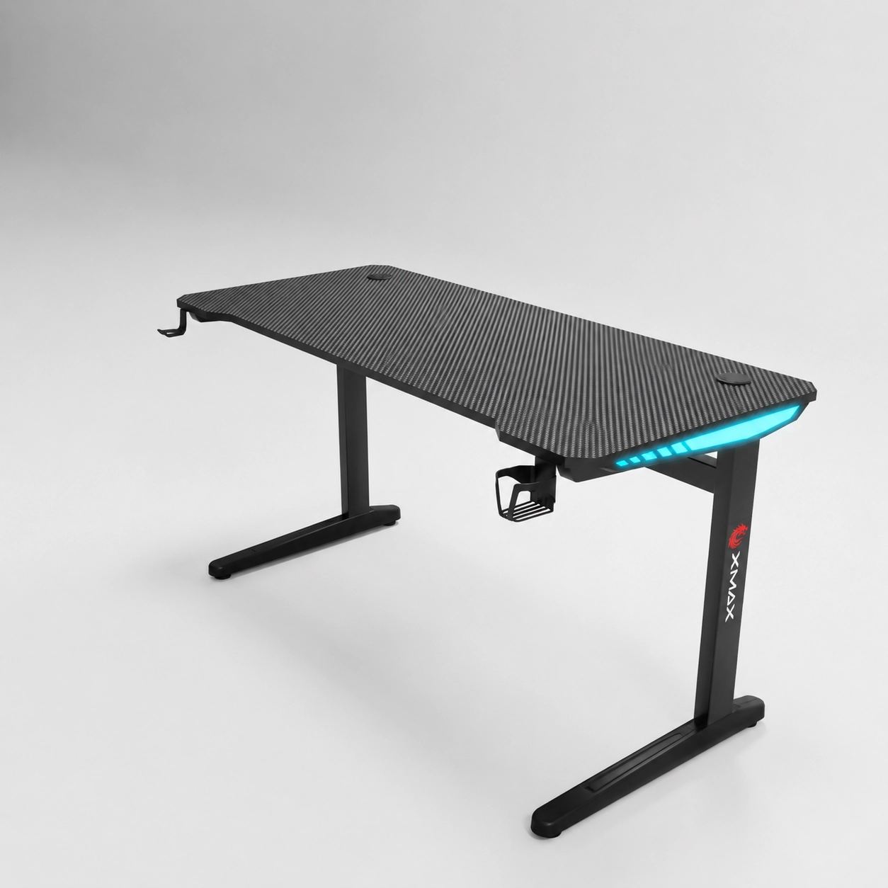 XMAX Inferno Karbon Oyuncu Masası | RGB Işıklı | Bardaklık | Kulaklık Tutucu