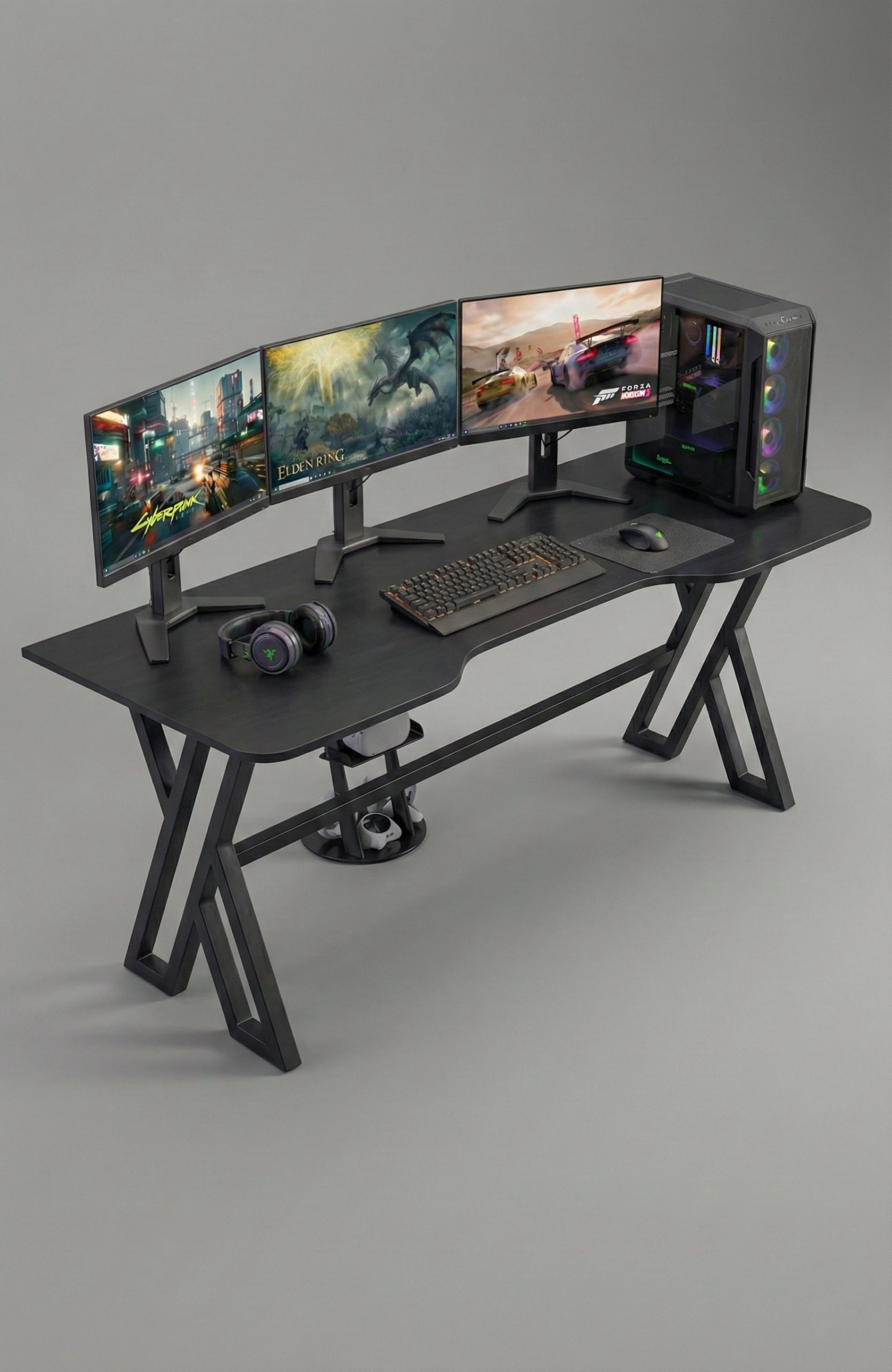 XMAX NEXAR Oyuncu Masası – Siyah MDF Bilgisayar ve Gaming Masa