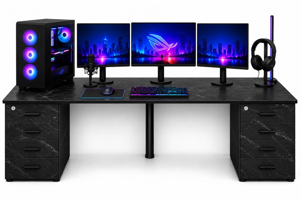 Çift Çekmeceli Oyuncu Masası – XMAX Nexar MDF Gaming ve Çalışma Masası