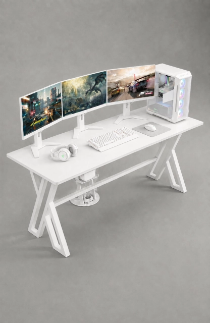 XMAX NEXAR Oyuncu Masası – Beyaz MDF Bilgisayar ve Gaming Masa