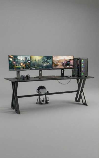 XMAX NEXAR Oyuncu Masası – Siyah MDF Bilgisayar ve Gaming Masa