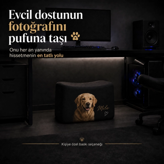 XMAX Liva Kişiye Özel Fotoğraf Baskılı Ayak Uzatma Pufu