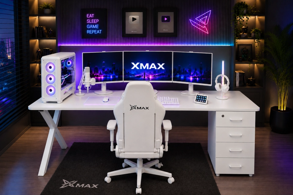 Çekmeceli Oyuncu Masası – XMAX Nexar Sağdan Çekmeceli MDF Gaming ve Çalışma Masası