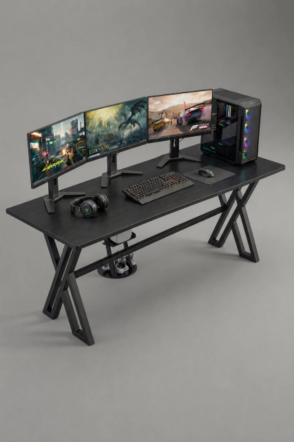 XMAX NEXAR Oyuncu Masası – Siyah MDF Bilgisayar ve Gaming Masa