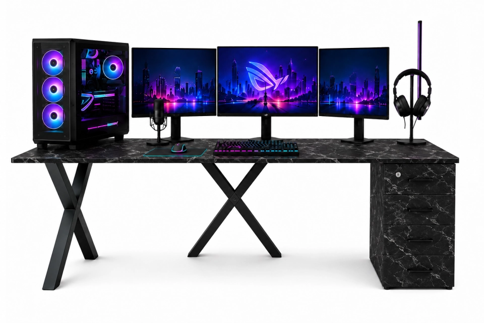 Çekmeceli Oyuncu Masası – XMAX Nexar Sağdan Çekmeceli MDF Gaming ve Çalışma Masası