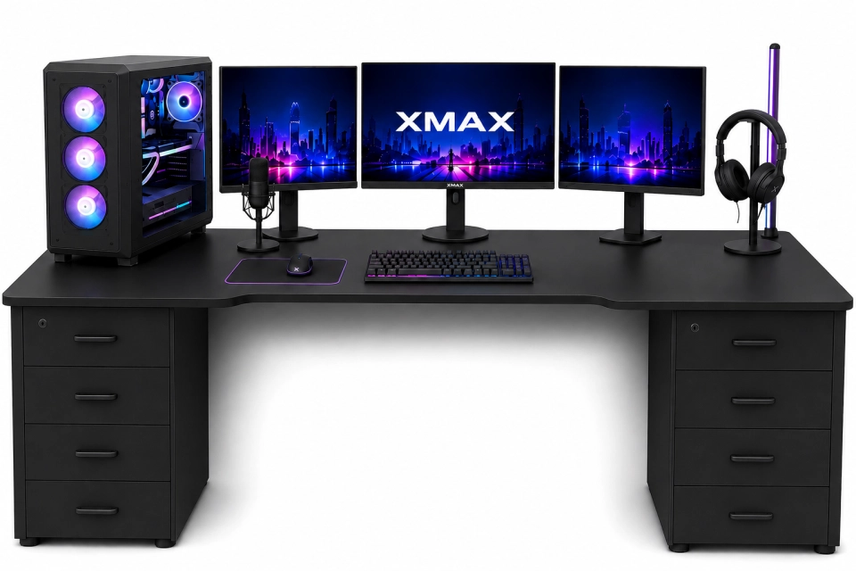 Çift Çekmeceli Oyuncu Masası – XMAX Nexar MDF Gaming ve Çalışma Masası