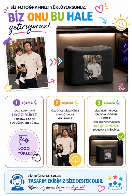 XMAX Liva Kişiye Özel Fotoğraf Baskılı Ayak Uzatma Pufu